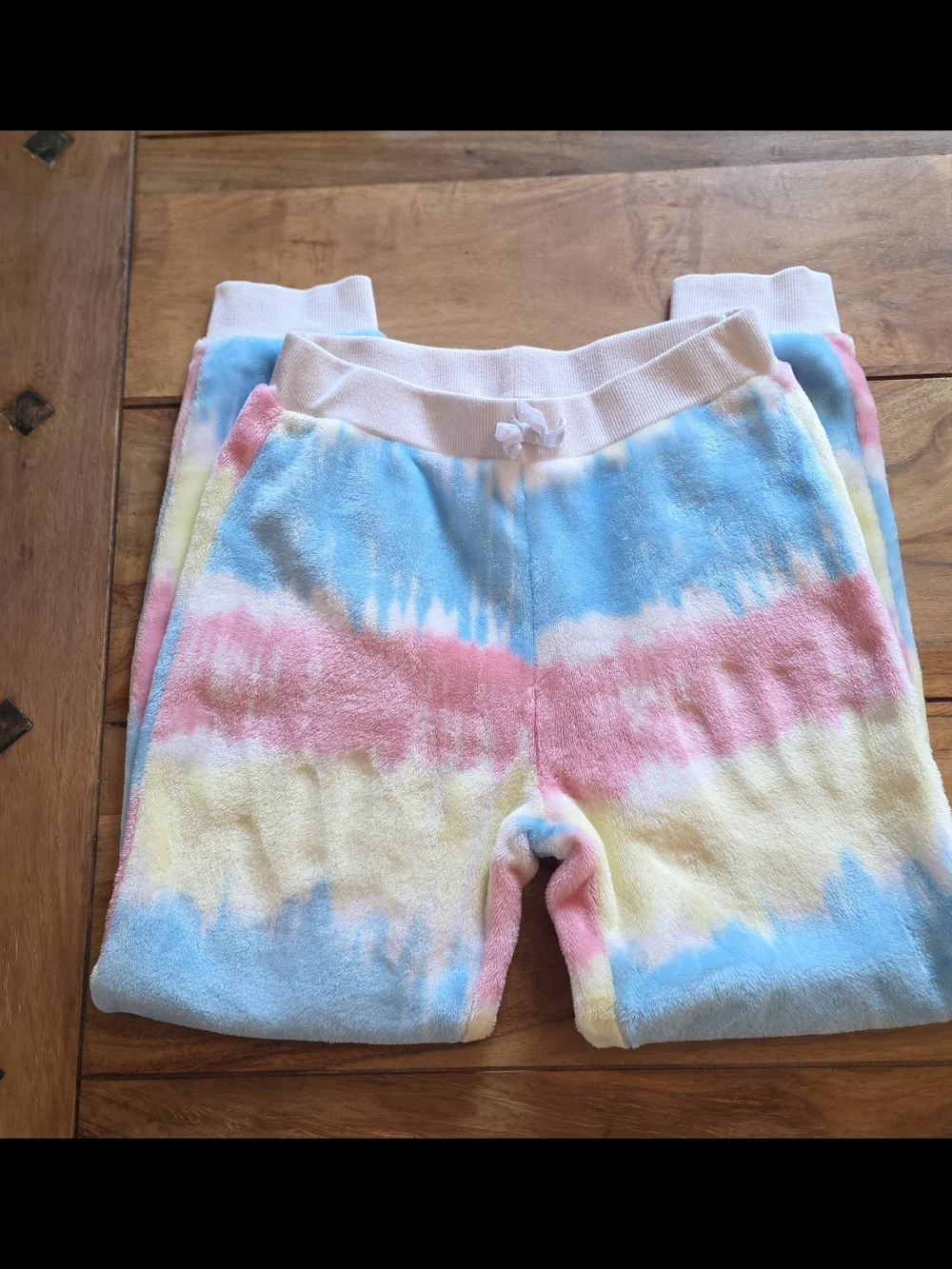 Kids Tie-Dye Plush Pajama Set in Blue, Pink & Yellow
